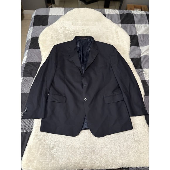 Loro Piana Joseph Abboud Mens Navy Blue Wool Blazer Jacket‎ Size 46R